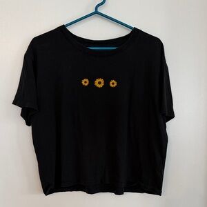 Hollister Black Tee with Sunflower Accents